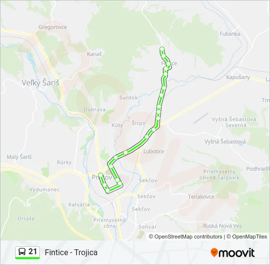 21 Bus Line Map