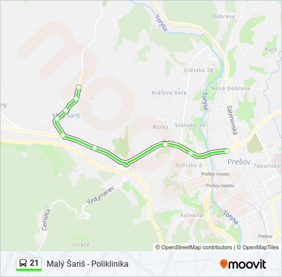 21 bus Line Map