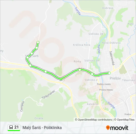 21 Bus Line Map