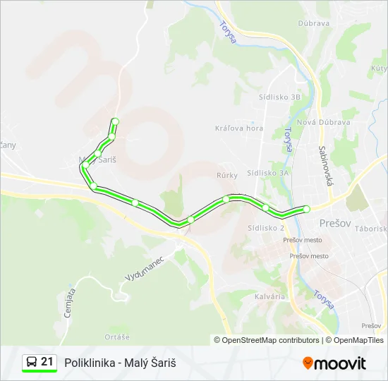 21 Bus Line Map