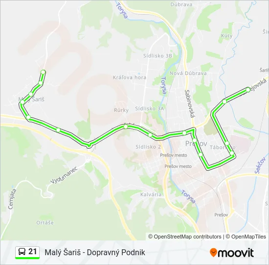 21 Bus Line Map