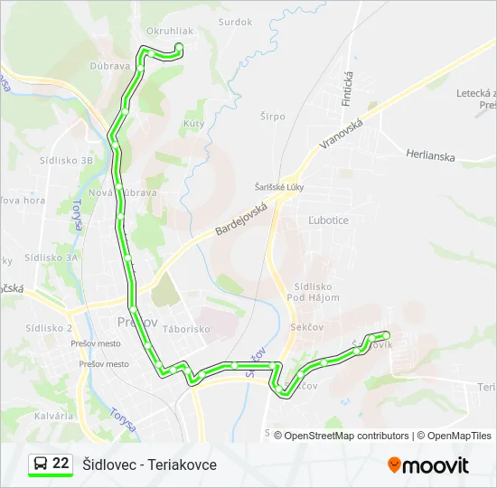 22 Bus Line Map