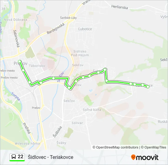 22 Bus Line Map