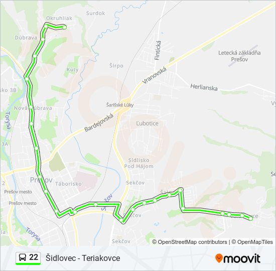 22 bus Line Map