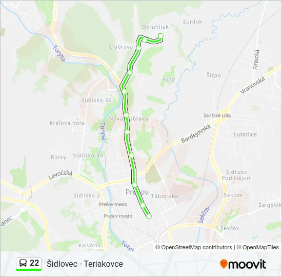 22 Bus Line Map