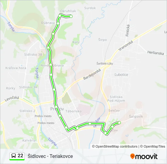 22 Bus Line Map