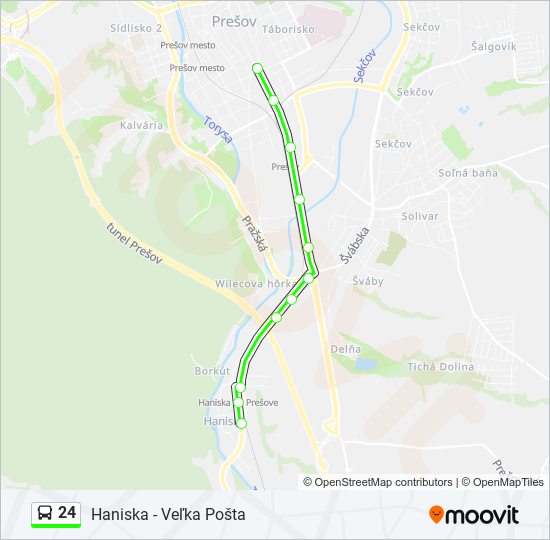 24 autobus Mapa linky