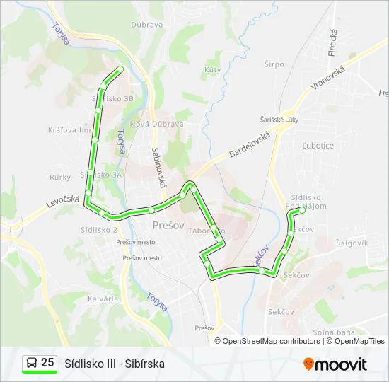 25 Bus Line Map
