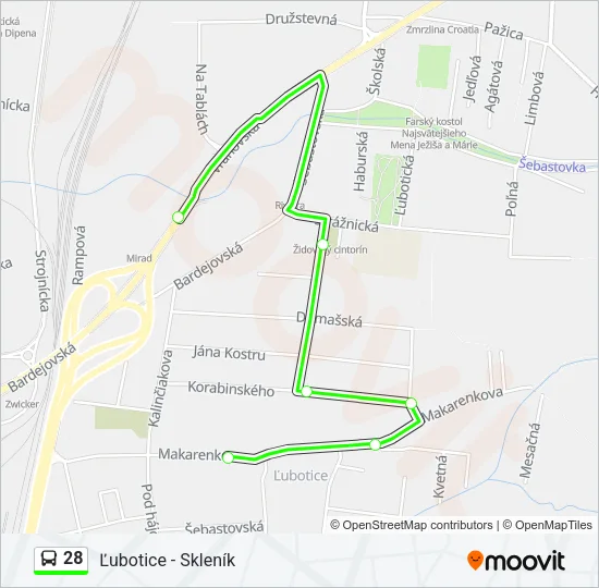 28 Bus Line Map