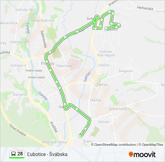 28 autobus Mapa linky