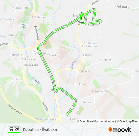 28 Bus Line Map