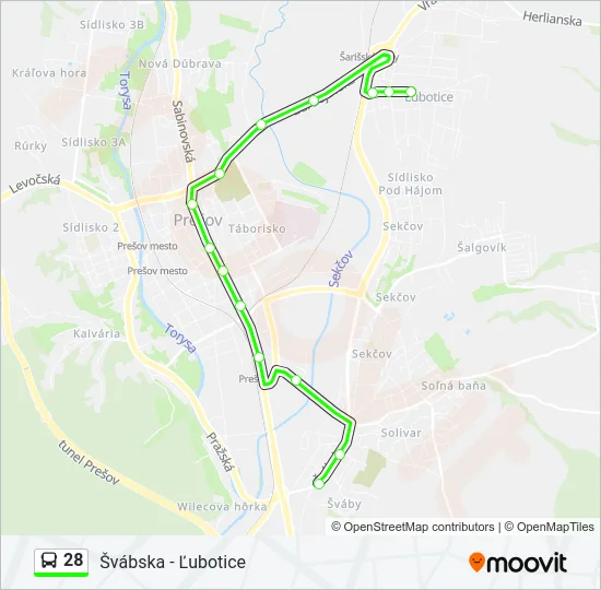 28 Bus Line Map