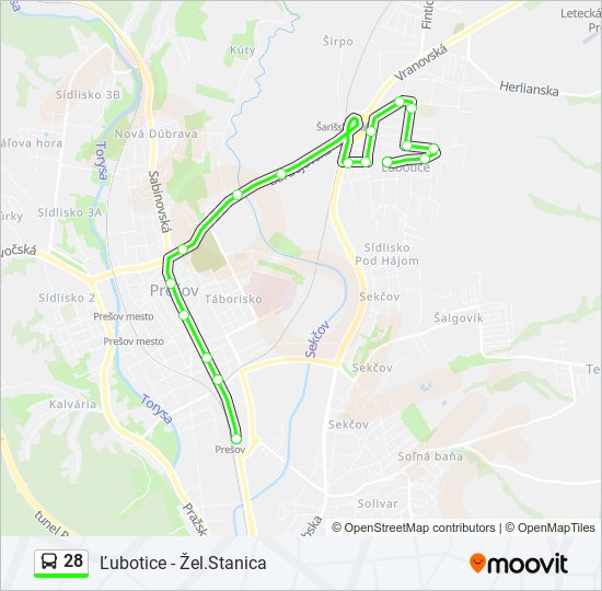 28 autobus Mapa linky