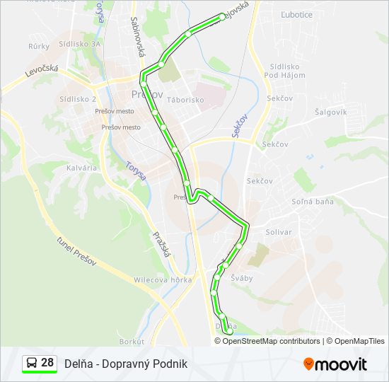 28 autobus Mapa linky