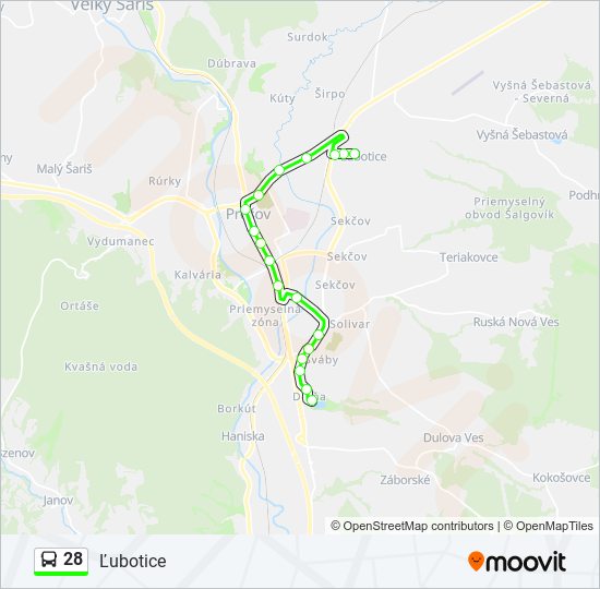 28 bus Line Map