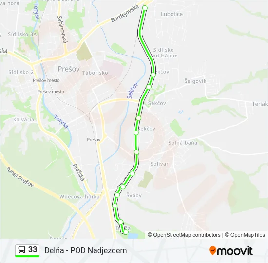 33 Bus Line Map