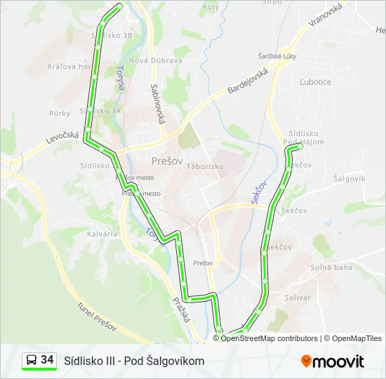 34 Bus Line Map