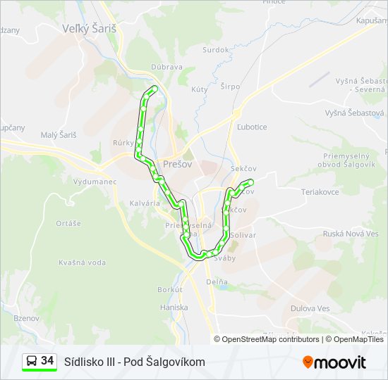 34 bus Line Map