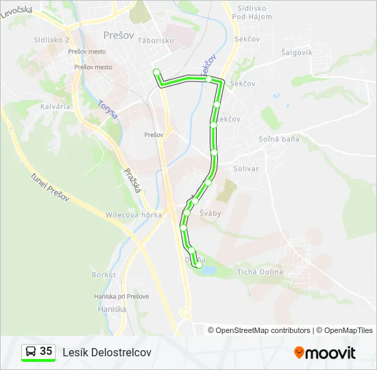 35 Bus Line Map