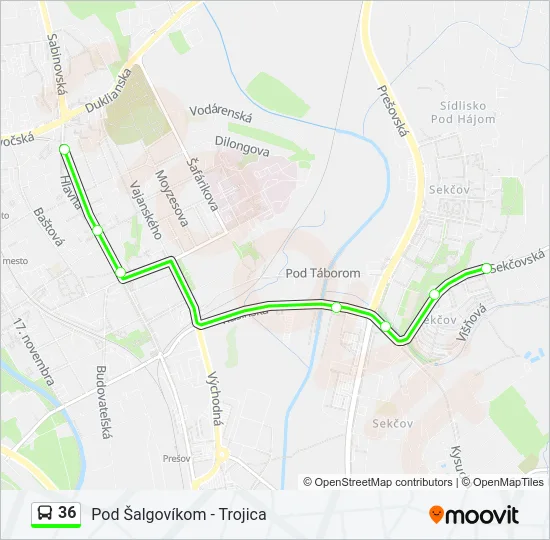 36 Bus Line Map
