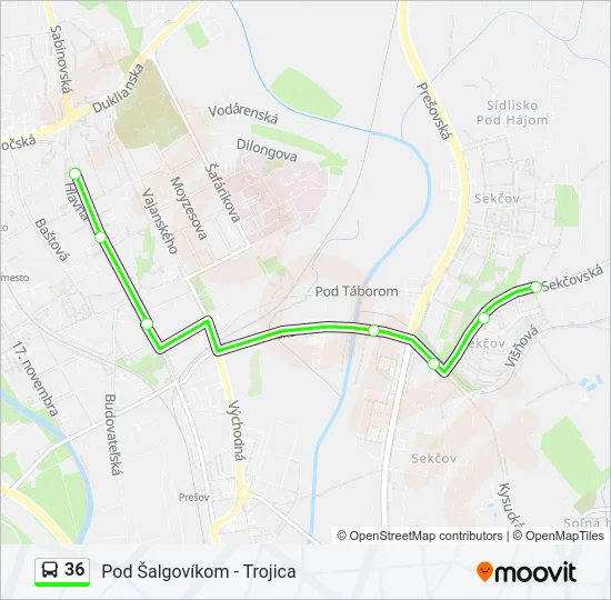 36 Bus Line Map