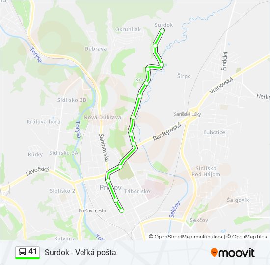 41 autobus Mapa linky