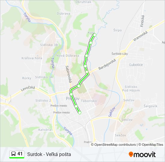 41 autobus Mapa linky