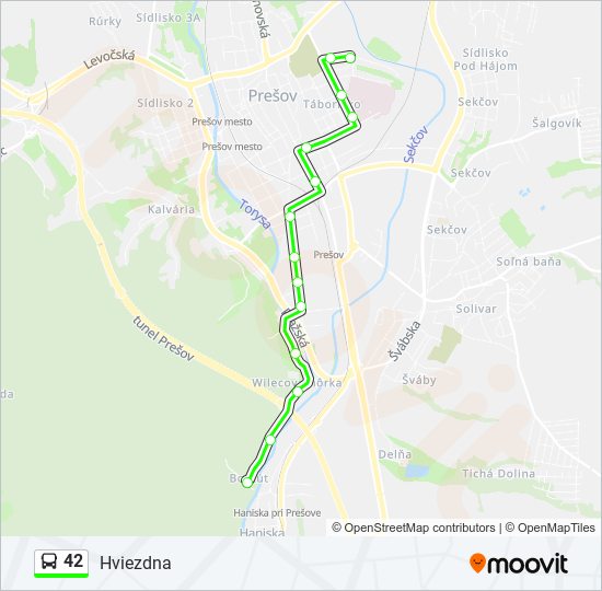 42 autobus Mapa linky