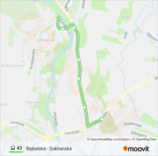 43 Bus Line Map