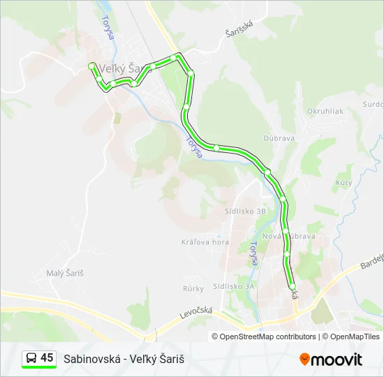 45 Bus Line Map