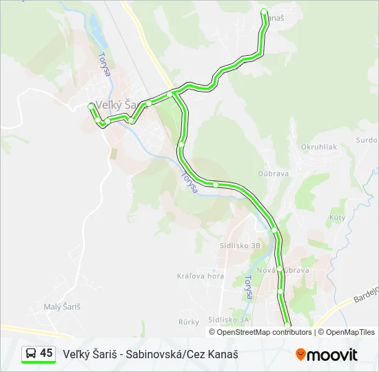 45 Bus Line Map