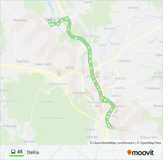 45 Bus Line Map