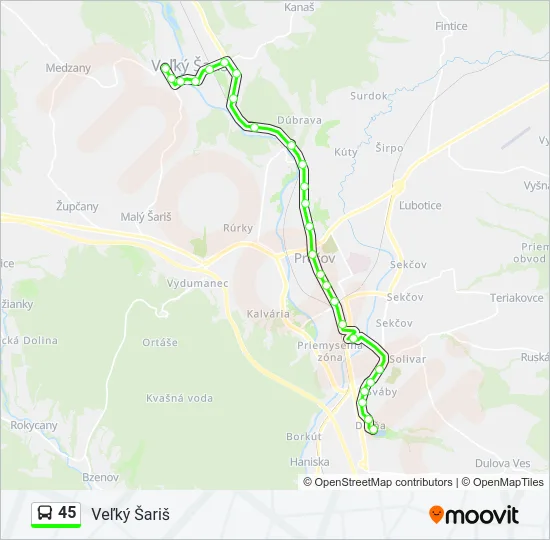 45 Bus Line Map