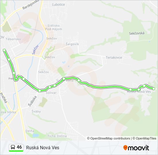 46 bus Line Map