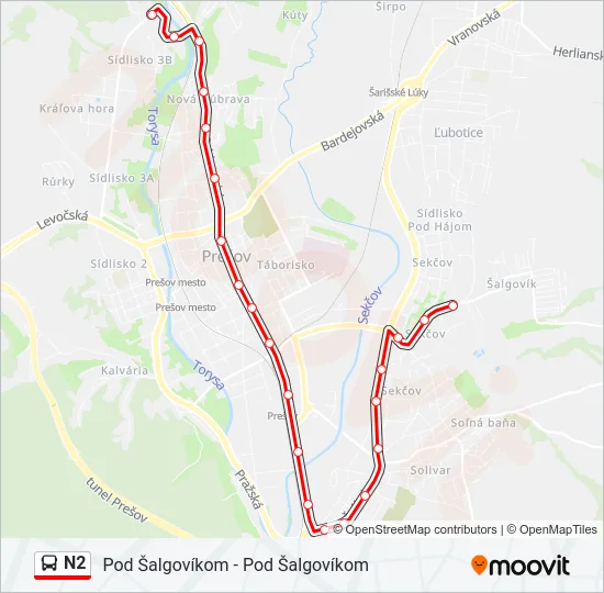 N2 Bus Line Map