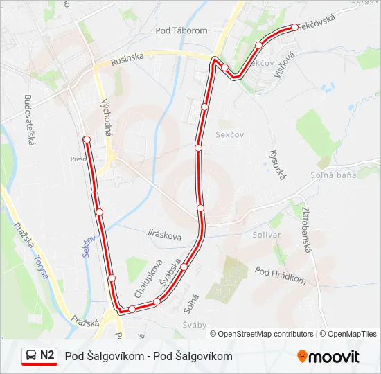 N2 Bus Line Map