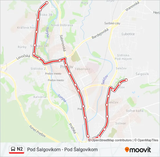 N2 Bus Line Map