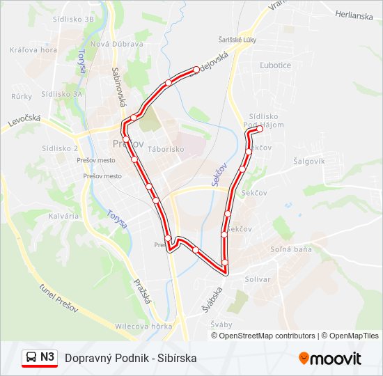 N3 bus Line Map