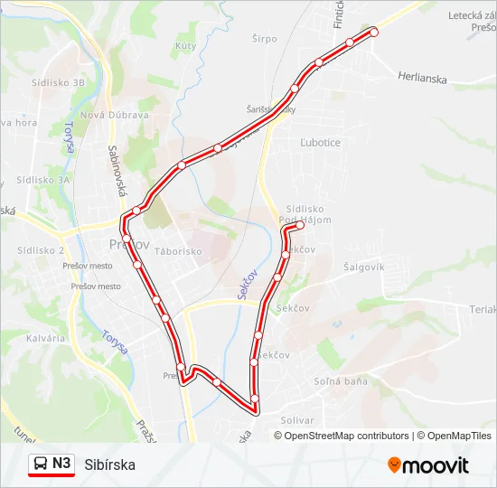 N3 Bus Line Map