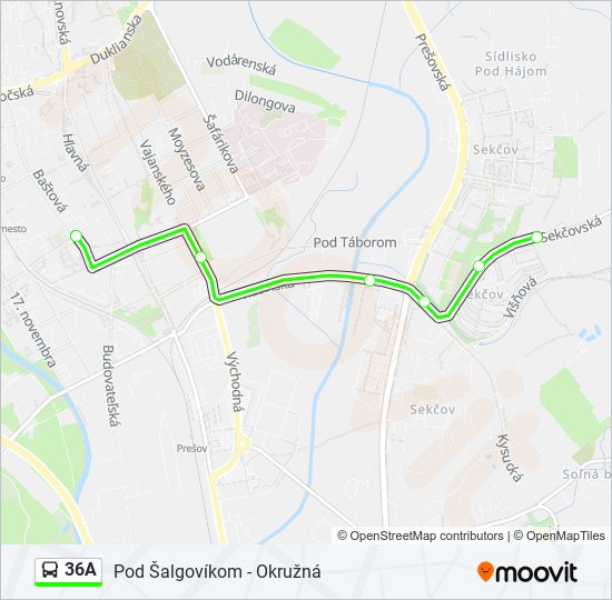 36A bus Line Map