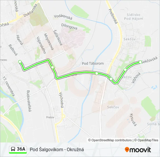 36A Bus Line Map