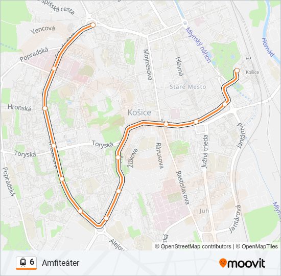 6 električka Mapa linky