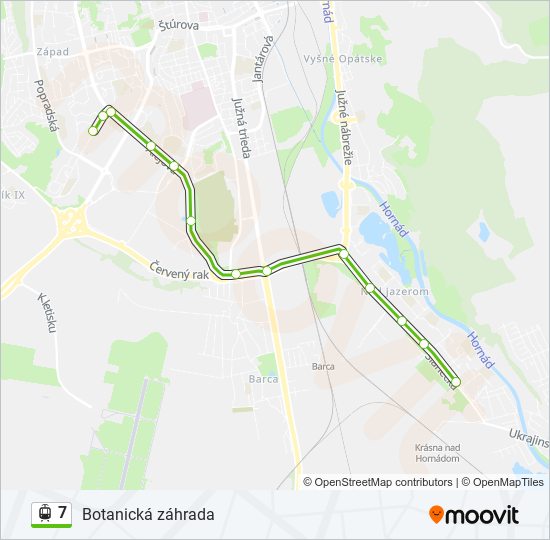 7 električka Mapa linky