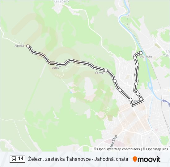 14 autobus Mapa linky