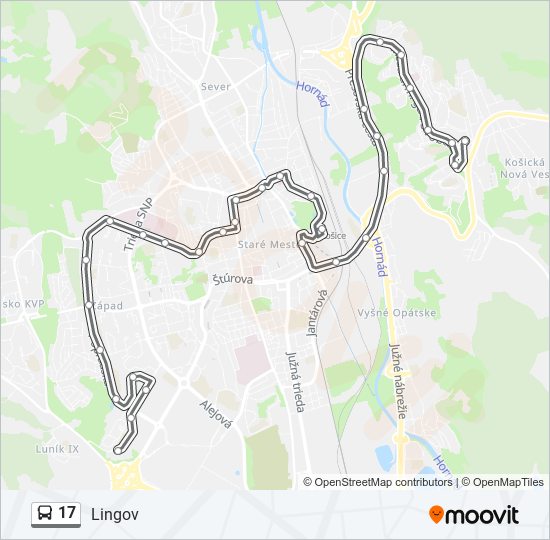 17 bus Line Map