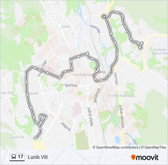 17 autobus Mapa linky