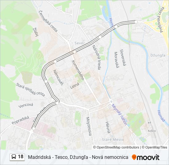 18 bus Line Map