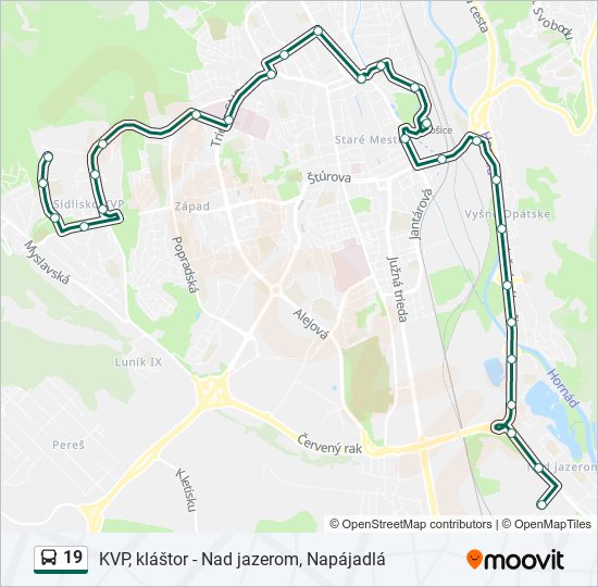 19 autobus Mapa linky