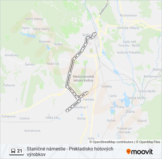 21 bus Line Map