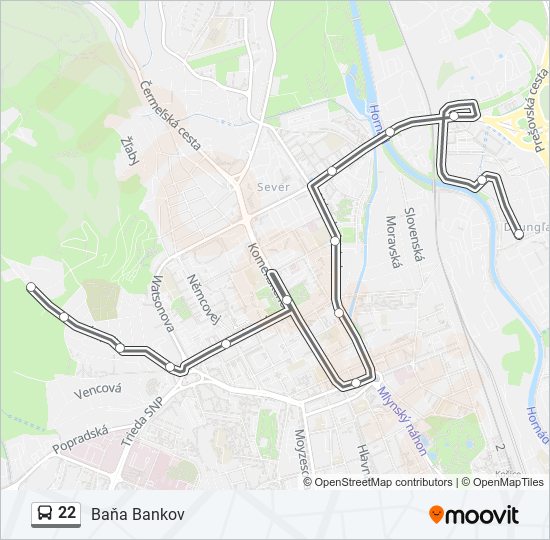 22 autobus Mapa linky